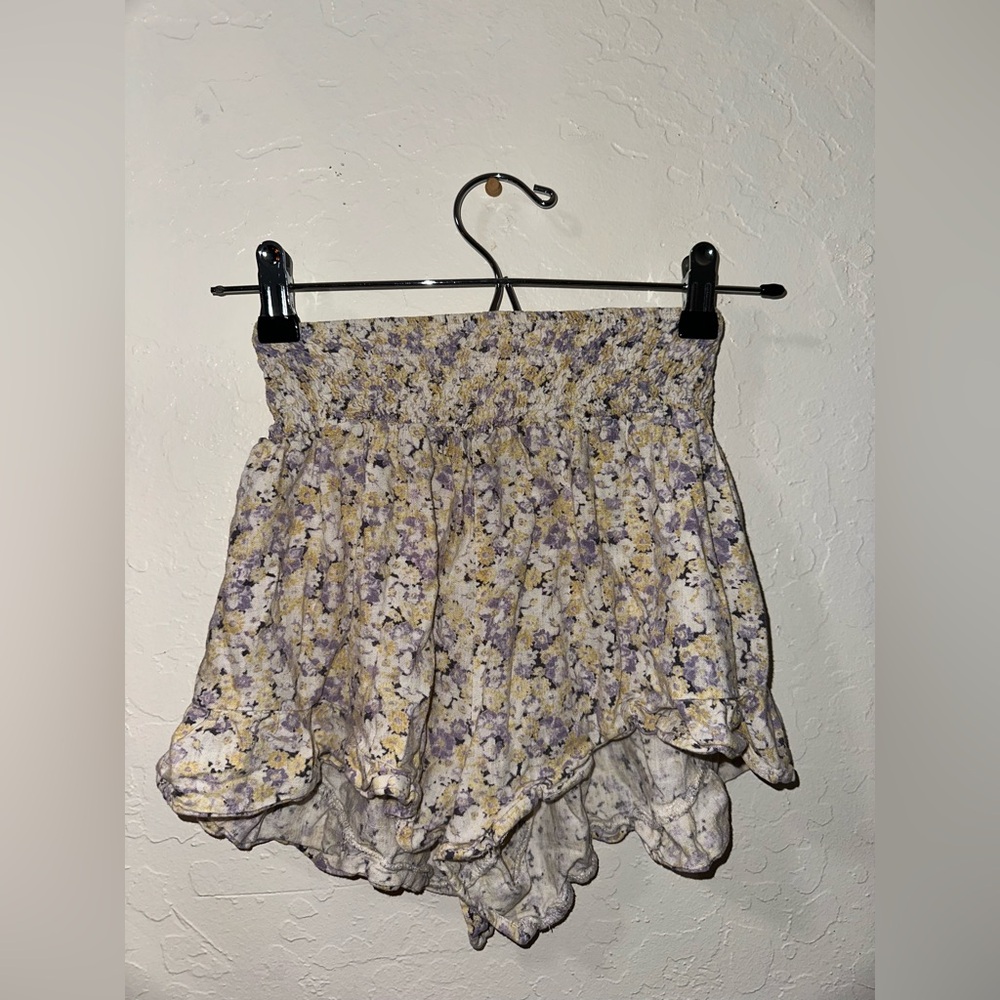 wild fable Lavender and Pale Yellow Floral Smocked Shorts